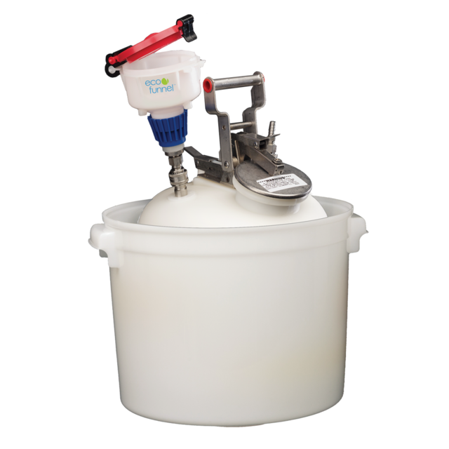 CP Lab Safety 4 inch ECO Funnel® Complete System Includes 5 gal, Stainless Steel Quick Disconnect ECO Funnel, Secondary Container, Red Lid