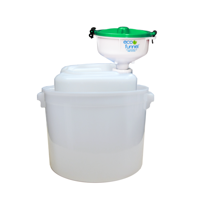 CP Lab Safety 8 inch ECO Funnel® Complete System Includes 20 Liter Rectangular Drum, 70mm ECO Funnel, Secondary Container, Green Lid