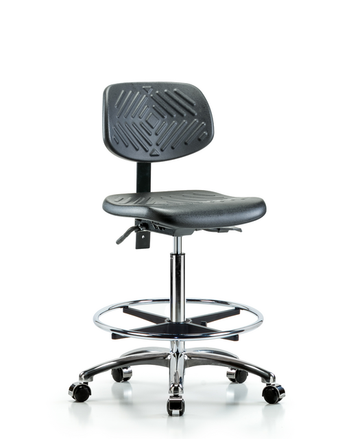 Blue Ridge Ergonomics® Black Polyurethane Lab Chair Standard Back High Bench Height