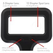 Aven Wide-View Magnifier [2.25x | 4x] with Ultraviolet and White LEDs