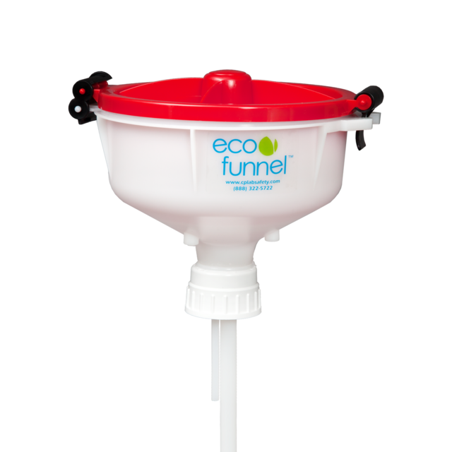 CP Lab Safety ECO Funnel®, 8 inch Features a 53B Nalgene® cap adapter, Red Lid