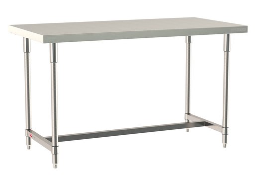 Metro TableWorx Stationary Performance Work Table Type 304 Stainless Steel Work Surface, Legs, and Leg Mounts, Stainless Steel I-Frame, 30" x 60"