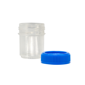 Caplugs® Evergreen Histo-Click™ Specimen Containers with Caps Histo-Click™ 20 mL Click-Top Specimen Containers with Blue Caps, Non-Sterile, Polypropylene Co-Polymer, Natural, 1000/Carton Unassembled