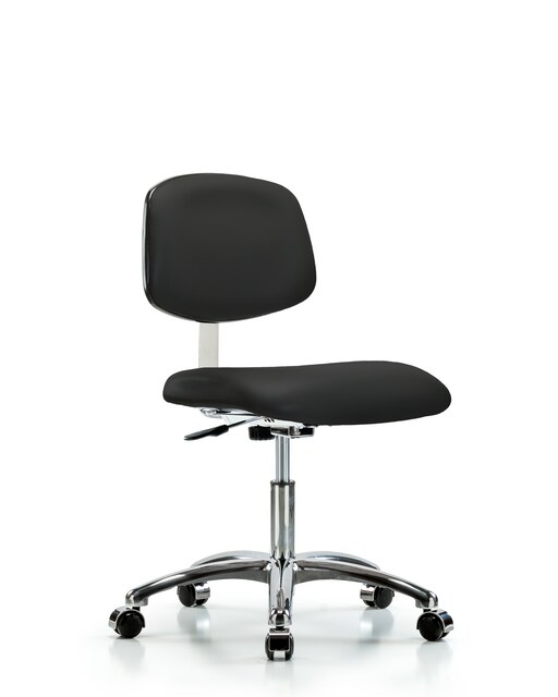 Blue Ridge Ergonomics® Class 10 Cleanroom Black Vinyl Lab Chair Standard Back Desk Height