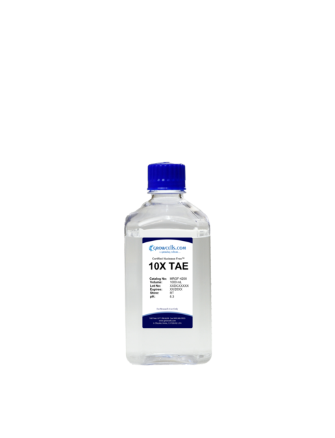 Growcells TAE (Tris-Acetate EDTA), 10X, pH 8.3 Case Size (12), 1L bottle
