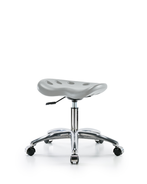 Blue Ridge Ergonomics® Desk Height Tractor Stool Chrome Base with Casters Gray Polyurethane