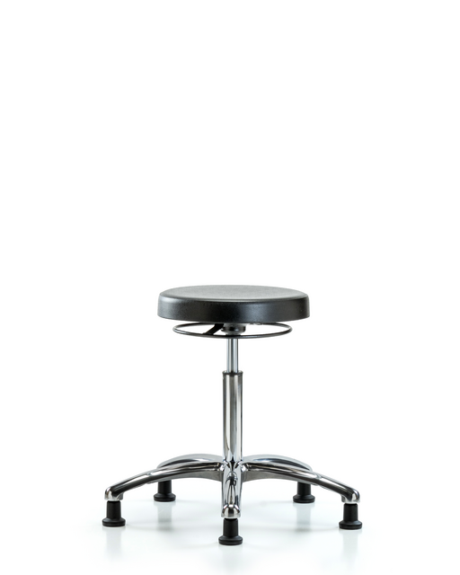 Blue Ridge Ergonomics® Medium Bench Height Stool Chrome Base with Stationary Glides Black Polyurethane