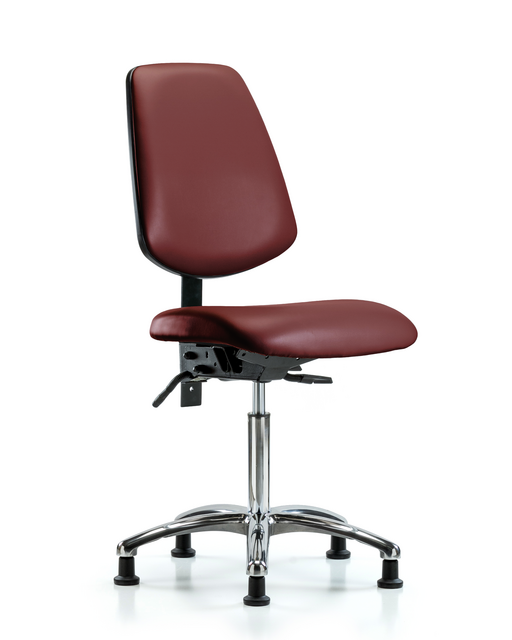 Blue Ridge Ergonomics® Borscht Vinyl Lab Chair Chrome Base with Large Back, Seat Tilt, and Stationary Glides Medium Bench Height
