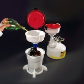 CP Lab Safety 8 inch ECO Funnel® Complete System Includes 4 Liter Amber Glass Bottle, 38mm ECO Funnel, Secondary Container, Yellow Lid