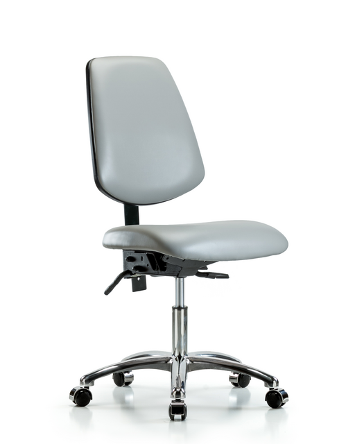 Blue Ridge Ergonomics® Dove Lab Chair Chrome Base with Large Back and Casters Desk Height