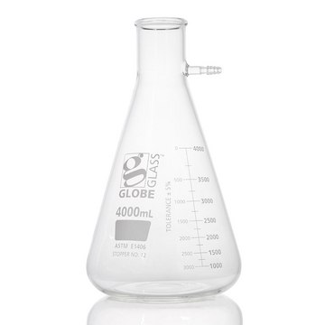 Globe Scientific Globe Glass Filter Flasks Flask, Filter, Globe Glass, 4000mL, Dual Graduations, ASTM E1406, 1/Box
