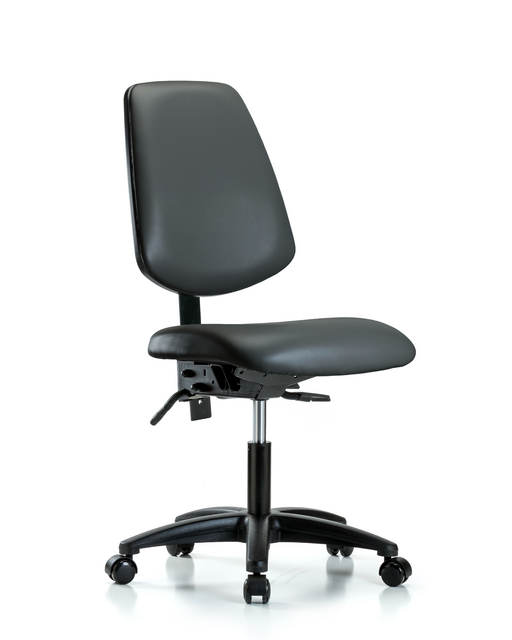 Blue Ridge Ergonomics® Carbon Vinyl Lab Chair Large Back with Black Base Desk Height