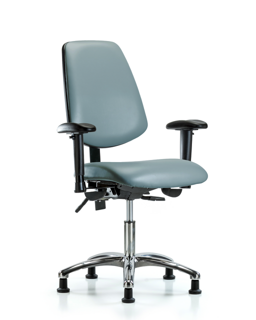 Blue Ridge Ergonomics® Storm Lab Chair Chrome Base with Large Back, Arms, and Stationary Glides Desk Height