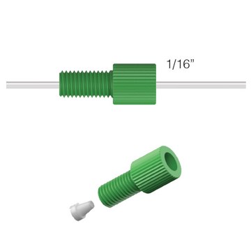 CP Lab Safety Tubing Adapter for Port Cap Tubing 1/16" OD, Green, pack/10, 1/4-28 Threaded UNF