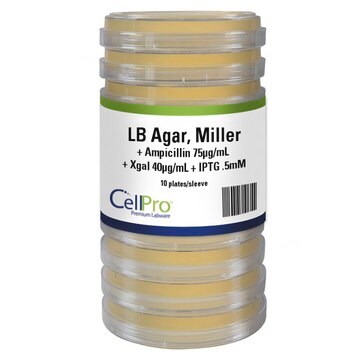 Alkali Scientific™ CellPro™ LB + Ampicillin 75ug/mL + Xgal 40ug/mL + IPTG .5mM 100mm