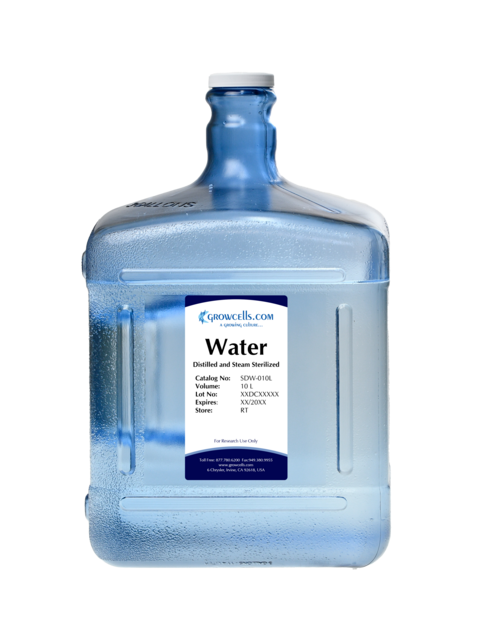 Growcells Water, Sterile, Distilled and Autoclaved EA, 10L bottle