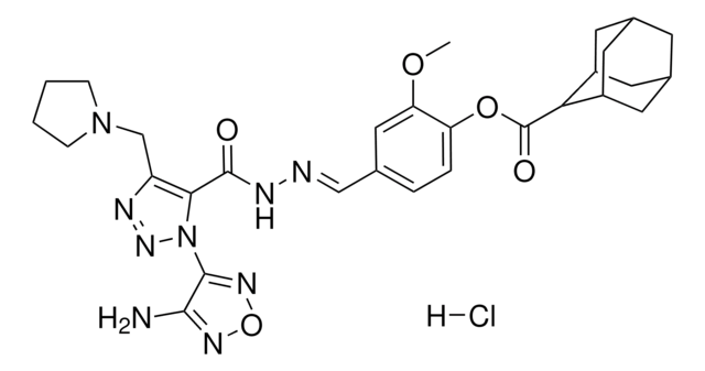 4-[(E)-({[1-(4-AMINO-1,2,5-OXADIAZOL-3-YL)-4-(1-PYRROLIDINYLMETHYL)-1H-1,2,3-TRIAZOL-5-YL]CARBONYL}HYDRAZONO)METHYL]-2-METHOXYPHENYL 2-ADAMANTANECARBOXYLATE HYDROCHLORIDE AldrichCPR