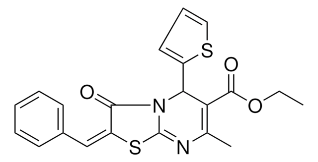 ETHYL (2E)-2-BENZYLIDENE-7-METHYL-3-OXO-5-(2-THIENYL)-2,3-DIHYDRO-5H-[1,3]THIAZOLO[3,2-A]PYRIMIDINE-6-CARBOXYLATE AldrichCPR