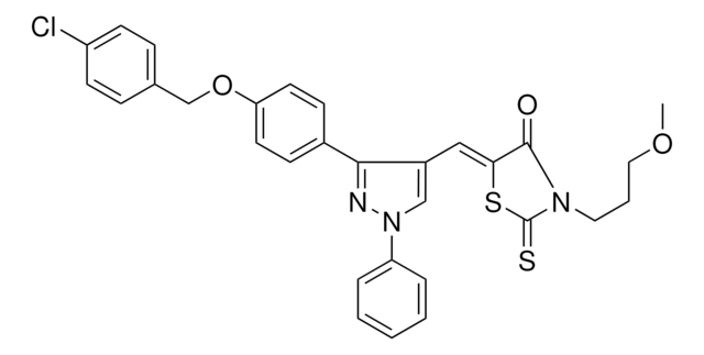 (5Z)-5-[(3-{4-[(4-CHLOROBENZYL)OXY]PHENYL}-1-PHENYL-1H-PYRAZOL-4-YL)METHYLENE]-3-(3-METHOXYPROPYL)-2-THIOXO-1,3-THIAZOLIDIN-4-ONE AldrichCPR