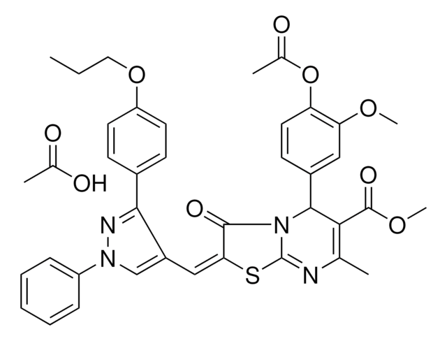 METHYL (2E)-5-[4-(ACETYLOXY)-3-METHOXYPHENYL]-7-METHYL-3-OXO-2-{[1-PHENYL-3-(4-PROPOXYPHENYL)-1H-PYRAZOL-4-YL]METHYLENE}-2,3-DIHYDRO-5H-[1,3]THIAZOLO[3,2-A]PYRIMIDINE-6-CARBOXYLATE ACETATE AldrichCPR