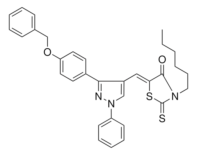 (5Z)-5-({3-[4-(BENZYLOXY)PHENYL]-1-PHENYL-1H-PYRAZOL-4-YL}METHYLENE)-3-HEXYL-2-THIOXO-1,3-THIAZOLIDIN-4-ONE AldrichCPR