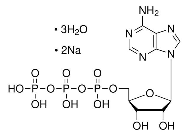 Adenosine 5&#8242;-triphosphate disodium salt trihydrate =99%, pkg of 1&#160;g (10519979001), pkg of 5&#160;g (10519987001)