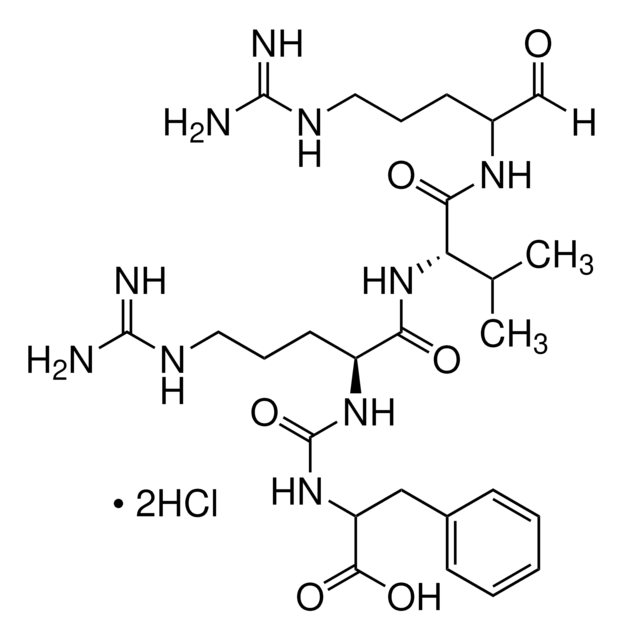Antipain, Hydrochloride Peptidyl arginine aldehyde protease inhibitor produced by actinomycetes.