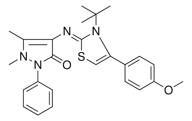 4-[((2Z)-3-TERT-BUTYL-4-(4-METHOXYPHENYL)-1,3-THIAZOL-2(3H)-YLIDENE)AMINO]-1,5-DIMETHYL-2-PHENYL-1,2-DIHYDRO-3H-PYRAZOL-3-ONE AldrichCPR