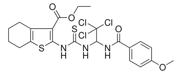 ETHYL 2-{[({2,2,2-TRICHLORO-1-[(4-METHOXYBENZOYL)AMINO]ETHYL}AMINO)CARBOTHIOYL]AMINO}-4,5,6,7-TETRAHYDRO-1-BENZOTHIOPHENE-3-CARBOXYLATE AldrichCPR