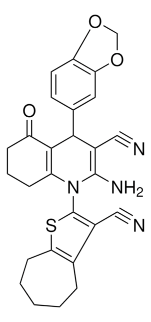 2-AMINO-4-(1,3-BENZODIOXOL-5-YL)-1-(3-CYANO-5,6,7,8-TETRAHYDRO-4H-CYCLOHEPTA[B]THIEN-2-YL)-5-OXO-1,4,5,6,7,8-HEXAHYDRO-3-QUINOLINECARBONITRILE AldrichCPR