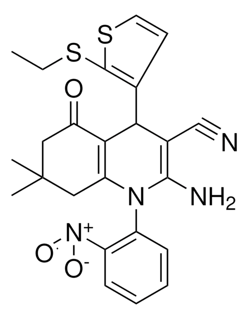 2-AMINO-4-[2-(ETHYLSULFANYL)-3-THIENYL]-7,7-DIMETHYL-1-(2-NITROPHENYL)-5-OXO-1,4,5,6,7,8-HEXAHYDRO-3-QUINOLINECARBONITRILE AldrichCPR