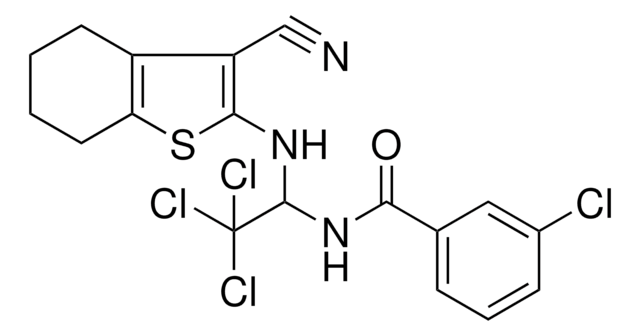 3-CHLORO-N-{2,2,2-TRICHLORO-1-[(3-CYANO-4,5,6,7-TETRAHYDRO-1-BENZOTHIEN-2-YL)AMINO]ETHYL}BENZAMIDE AldrichCPR