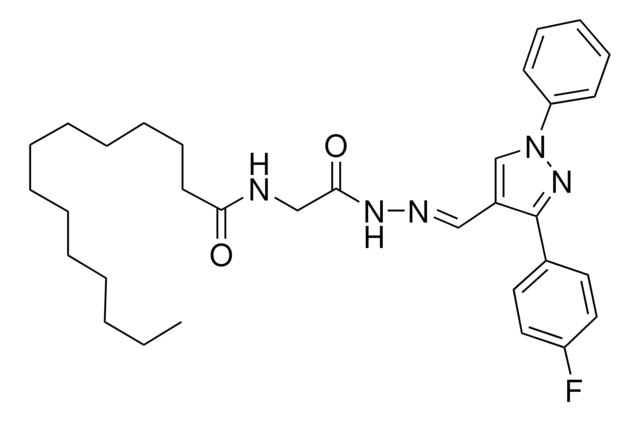 N-[2-((2E)-2-{[3-(4-FLUOROPHENYL)-1-PHENYL-1H-PYRAZOL-4-YL]METHYLENE}HYDRAZINO)-2-OXOETHYL]TETRADECANAMIDE AldrichCPR