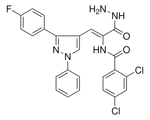 2,4-DICHLORO-N-[(Z)-2-[3-(4-FLUOROPHENYL)-1-PHENYL-1H-PYRAZOL-4-YL]-1-(HYDRAZINOCARBONYL)ETHENYL]BENZAMIDE AldrichCPR