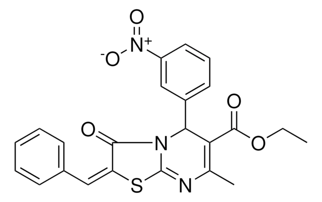 ETHYL (2E)-2-BENZYLIDENE-7-METHYL-5-(3-NITROPHENYL)-3-OXO-2,3-DIHYDRO-5H-[1,3]THIAZOLO[3,2-A]PYRIMIDINE-6-CARBOXYLATE AldrichCPR