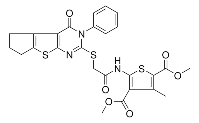 DIMETHYL 3-METHYL-5-({[(4-OXO-3-PHENYL-3,5,6,7-TETRAHYDRO-4H-CYCLOPENTA[4,5]THIENO[2,3-D]PYRIMIDIN-2-YL)SULFANYL]ACETYL}AMINO)-2,4-THIOPHENEDICARBOXYLATE AldrichCPR