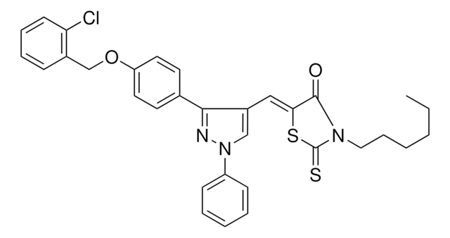 (5Z)-5-[(3-{4-[(2-CHLOROBENZYL)OXY]PHENYL}-1-PHENYL-1H-PYRAZOL-4-YL)METHYLENE]-3-HEXYL-2-THIOXO-1,3-THIAZOLIDIN-4-ONE AldrichCPR