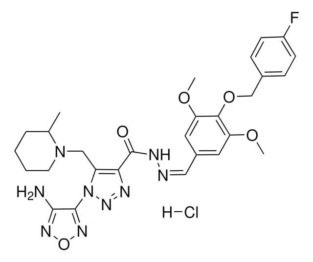 1-(4-AMINO-1,2,5-OXADIAZOL-3-YL)-N'-((Z)-{4-[(4-FLUOROBENZYL)OXY]-3,5-DIMETHOXYPHENYL}METHYLIDENE)-5-[(2-METHYL-1-PIPERIDINYL)METHYL]-1H-1,2,3-TRIAZOLE-4-CARBOHYDRAZIDE HYDROCHLORIDE AldrichCPR