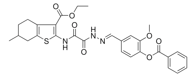 ETHYL 2-{[{(2E)-2-[4-(BENZOYLOXY)-3-METHOXYBENZYLIDENE]HYDRAZINO}(OXO)ACETYL]AMINO}-6-METHYL-4,5,6,7-TETRAHYDRO-1-BENZOTHIOPHENE-3-CARBOXYLATE AldrichCPR