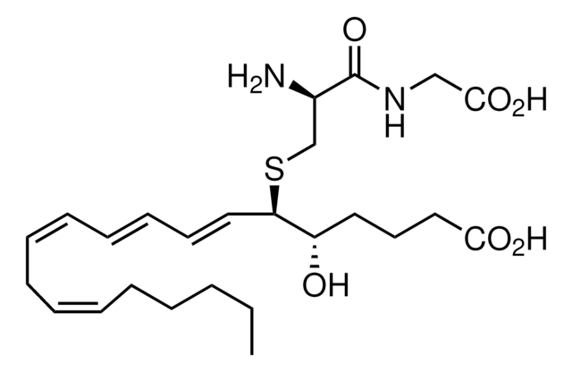 Leukotriene D4 ~50&#160;&#956;g/mL (in methanol/ammonium acetate buffer, 70:30, pH 5.6), &#8805;97%