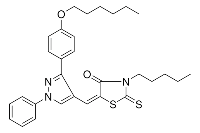 (5E)-5-({3-[4-(HEXYLOXY)PHENYL]-1-PHENYL-1H-PYRAZOL-4-YL}METHYLENE)-3-PENTYL-2-THIOXO-1,3-THIAZOLIDIN-4-ONE AldrichCPR