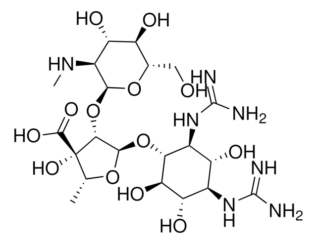 (1R,2S,3R,4R,5S,6R)-2,4-BIS[[AMINO(IMINO)METHYL]AMINO]-3,5,6-TRIHYDROXYCYCLOHEXYL 3-C-CARBOXY-5-DEOXY-2-O-[2-DEOXY-2-(METHYLAMINO)-ALPHA-L-GLUCOPYRANOSYL]-ALPHA-D-LYXOFURANOSIDE AldrichCPR