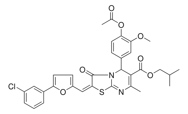 ISOBUTYL (2E)-5-[4-(ACETYLOXY)-3-METHOXYPHENYL]-2-{[5-(3-CHLOROPHENYL)-2-FURYL]METHYLENE}-7-METHYL-3-OXO-2,3-DIHYDRO-5H-[1,3]THIAZOLO[3,2-A]PYRIMIDINE-6-CARBOXYLATE AldrichCPR