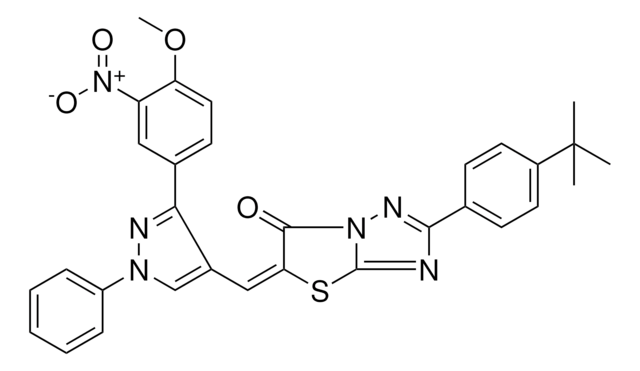 (5E)-2-(4-TERT-BUTYLPHENYL)-5-{[3-(4-METHOXY-3-NITROPHENYL)-1-PHENYL-1H-PYRAZOL-4-YL]METHYLENE}[1,3]THIAZOLO[3,2-B][1,2,4]TRIAZOL-6(5H)-ONE AldrichCPR