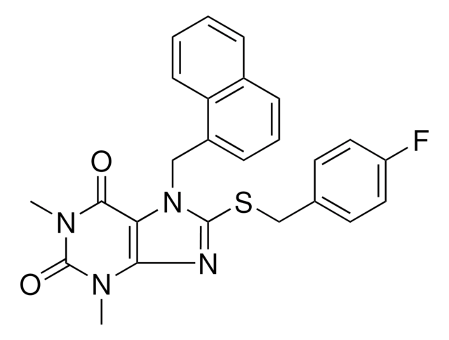 8-((4-F-BENZYL)THIO)-1,3-DI-ME-7-(1-NAPHTHYL-ME)-3,7-DIHYDRO-1H-PURINE-2,6-DIONE AldrichCPR