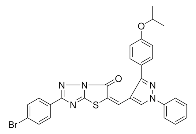 (5E)-2-(4-BROMOPHENYL)-5-{[3-(4-ISOPROPOXYPHENYL)-1-PHENYL-1H-PYRAZOL-4-YL]METHYLENE}[1,3]THIAZOLO[3,2-B][1,2,4]TRIAZOL-6(5H)-ONE AldrichCPR