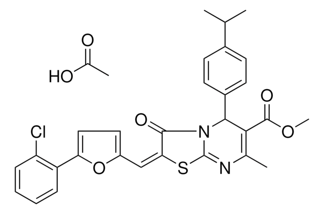 METHYL (2E)-2-{[5-(2-CHLOROPHENYL)-2-FURYL]METHYLENE}-5-(4-ISOPROPYLPHENYL)-7-METHYL-3-OXO-2,3-DIHYDRO-5H-[1,3]THIAZOLO[3,2-A]PYRIMIDINE-6-CARBOXYLATE ACETATE AldrichCPR