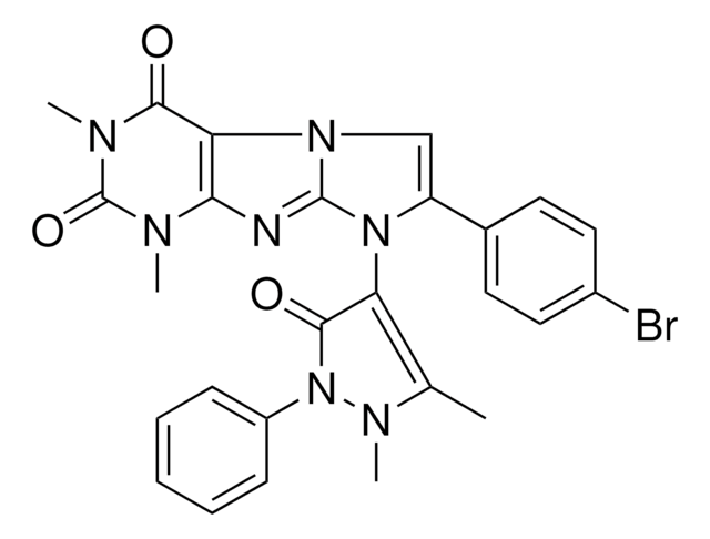 7-(4-BROMOPHENYL)-8-(1,5-DIMETHYL-3-OXO-2-PHENYL-2,3-DIHYDRO-1H-PYRAZOL-4-YL)-1,3-DIMETHYL-1H-IMIDAZO[2,1-F]PURINE-2,4(3H,8H)-DIONE AldrichCPR