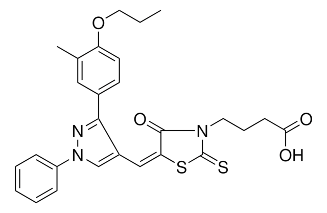 4-((5E)-5-{[3-(3-METHYL-4-PROPOXYPHENYL)-1-PHENYL-1H-PYRAZOL-4-YL]METHYLENE}-4-OXO-2-THIOXO-1,3-THIAZOLIDIN-3-YL)BUTANOIC ACID AldrichCPR