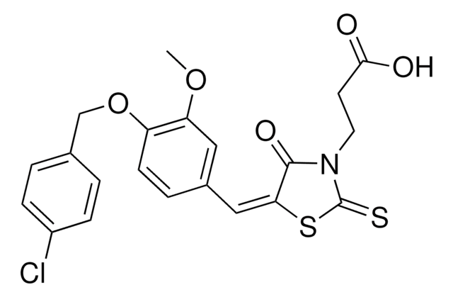 3-((5E)-5-{4-[(4-CHLOROBENZYL)OXY]-3-METHOXYBENZYLIDENE}-4-OXO-2-THIOXO-1,3-THIAZOLIDIN-3-YL)PROPANOIC ACID AldrichCPR